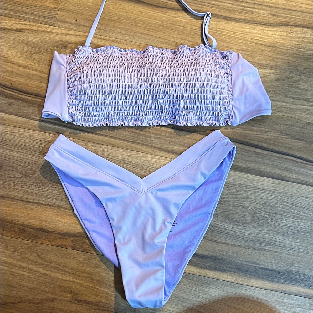 Lavender Smocked Bikini Set - Picture 1 of 8